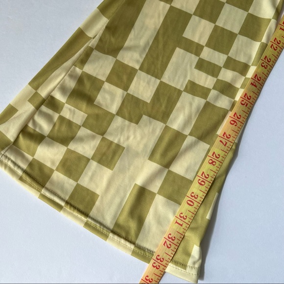 NWT Nasty Gal | Green Abstract Checkered Flares - Picture 5 of 7